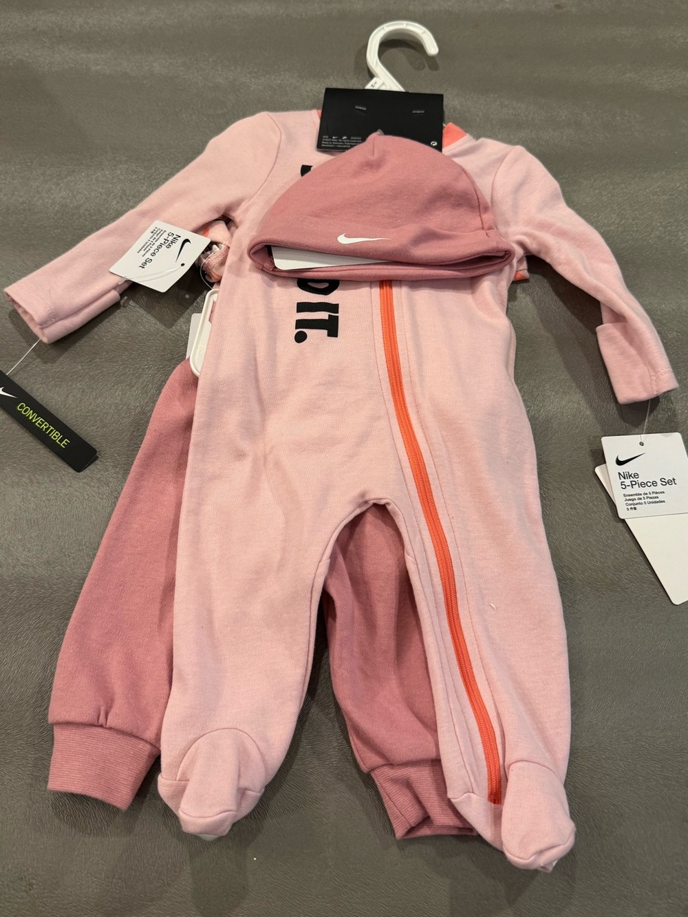 Nike Pink Convertible Baby 5 Piece set. Size 3 months - Picture 1 of 6